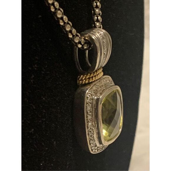 14k 925 Sadye L Vassil SLV Gemstone Pendant Sterling Italy Necklace 18” - Picture 3 of 16